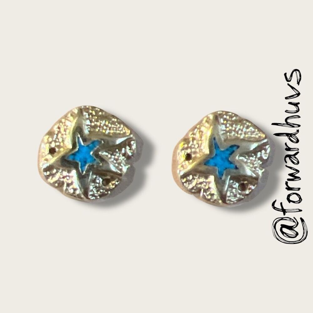 Starfish Post Earrings with Turquoise Colored Inlay